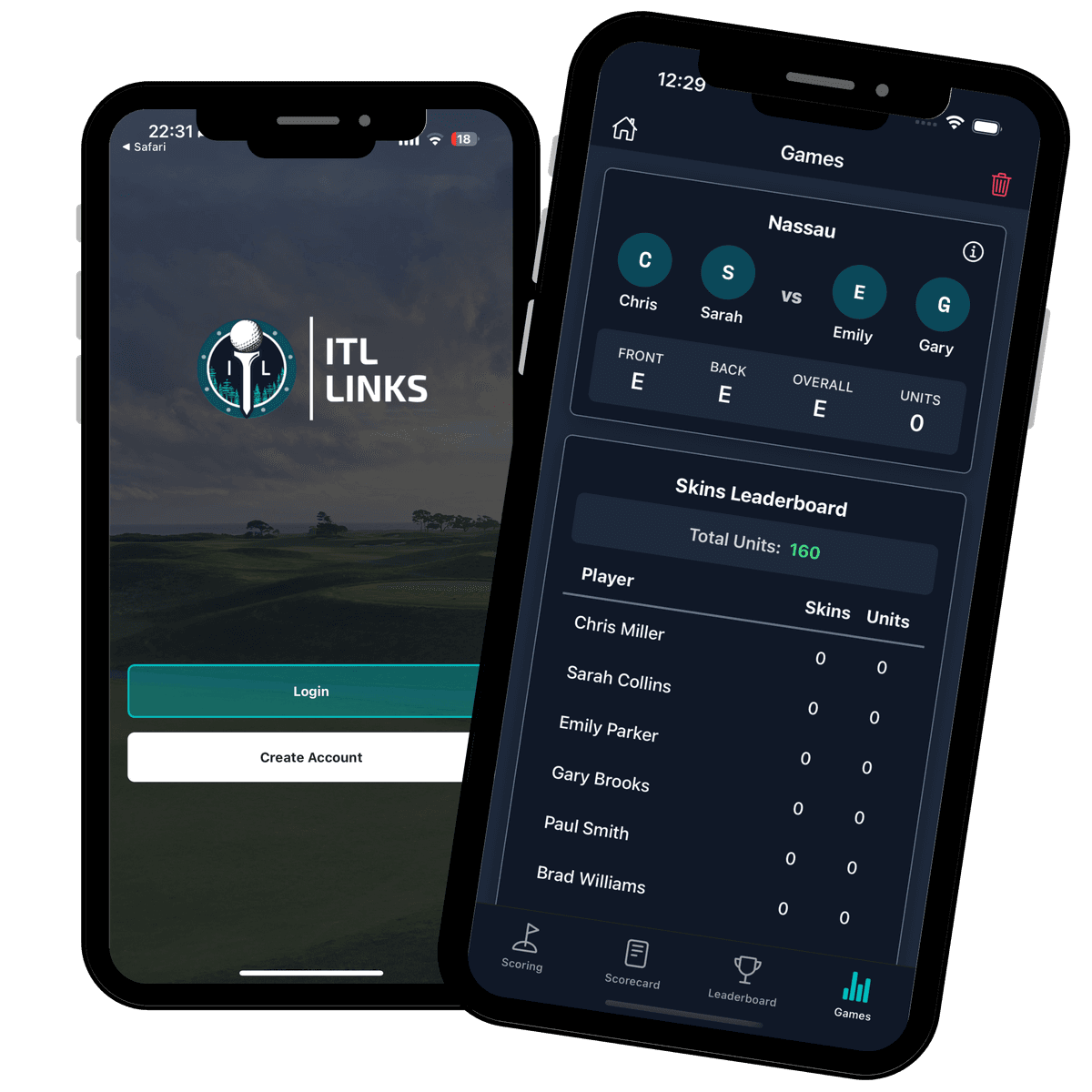 ITL Links app mockup (dark)